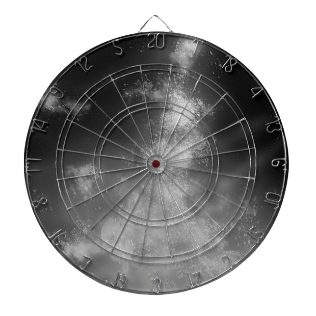 Starry Night Sky Monochrome Grey Dartboard (Front)