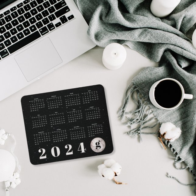 Starry Night Sky Moon Monogrammed 2024 Calendar Mouse Mat (Creator Uploaded)