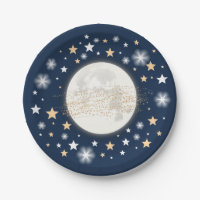 Starry Night Sky/ Moon & Stars/ Navy Twinkle Star