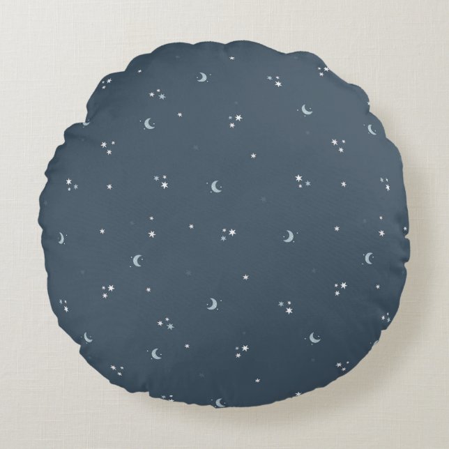 Starry Night Sky Moon & Stars Throw Pillow (Front)