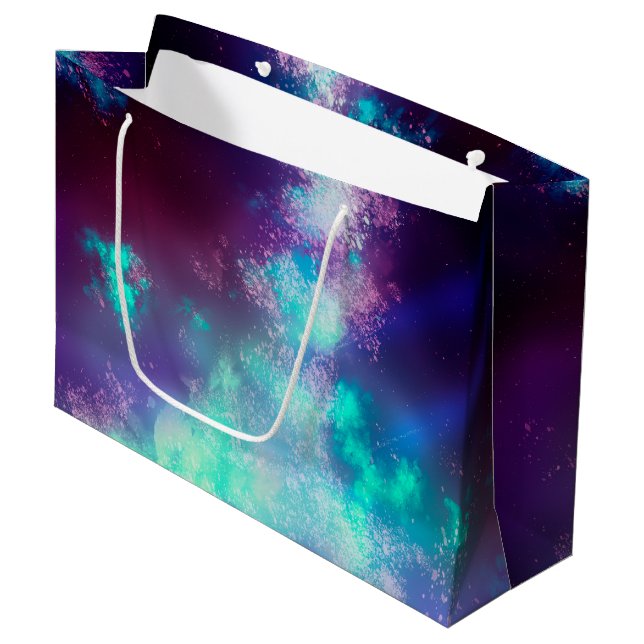 Starry Night Sky Neon Lights Birthday Gift Bag  (Front Angled)