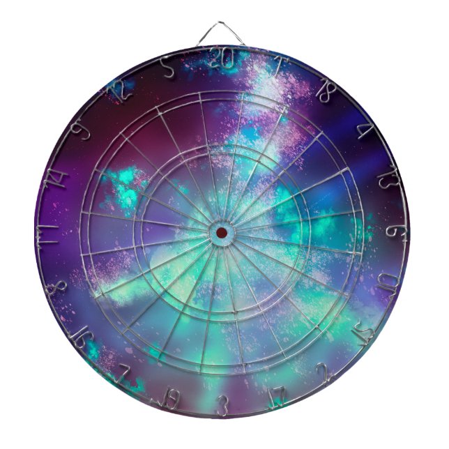 Starry Night Sky Neon Lights Dartboard (Front)