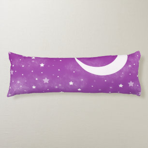 Starry Night Sky Purple Moon and Stars Body Cushion