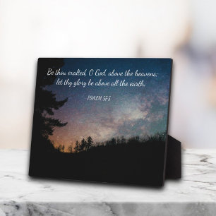 Starry Night Sky Silhouette Scripture Plaque