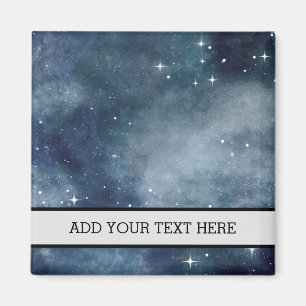 Starry Night Sky Stars Universe Midnight Blue Mist Magnet