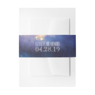 Starry Night Sky Wedding Invitation Belly Band