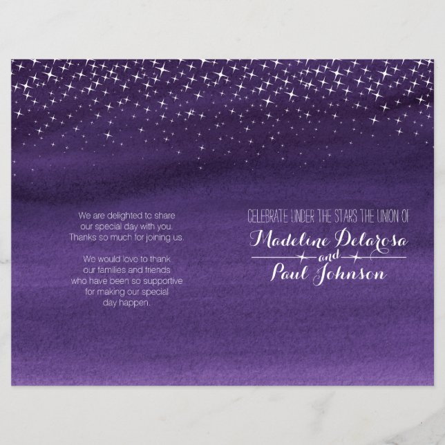 Starry night sky wedding programme (Front)