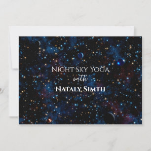 Starry night sky with stars and planets invitation