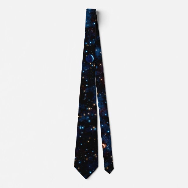 Starry night sky with stars and planets tie (Front)