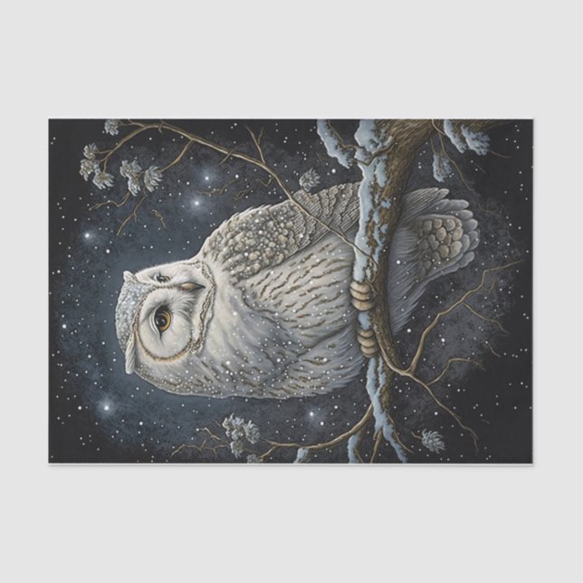 Starry Night Snow Owl Tissue Paper (Front)