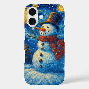 Starry Night Snowman Christmas Card  iPhone 16 Case