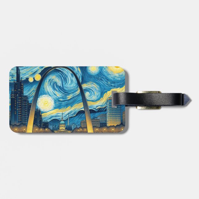 Starry Night St. Louis Missouri Luggage Tag (Back Horizontal)