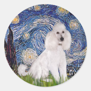 Starry Night - Standard White Poodle (C) Classic Round Sticker