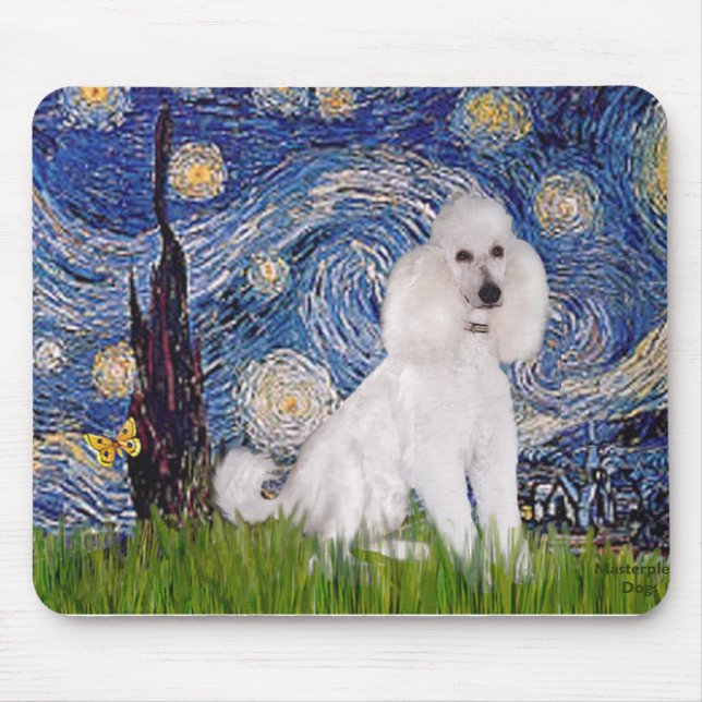 Starry Night - Standard White Poodle (C) Mouse Mat (Front)
