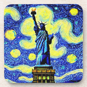 Starry Night Statue Of Liberty New York Coaster
