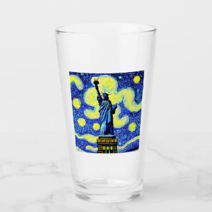Starry Night Statue Of Liberty New York Glass