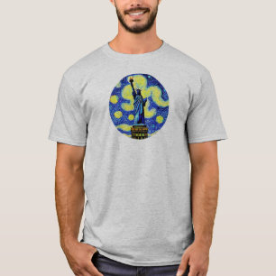 Starry Night Statue Of Liberty New York T-Shirt