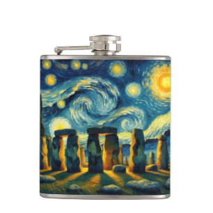 Starry Night Stonehenge Hip Flask
