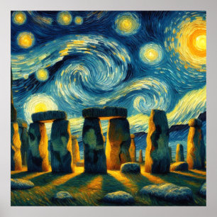 Starry Night Stonehenge Poster