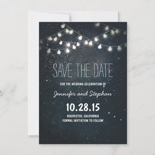 Starry Night String Lights Save the Date (Front)