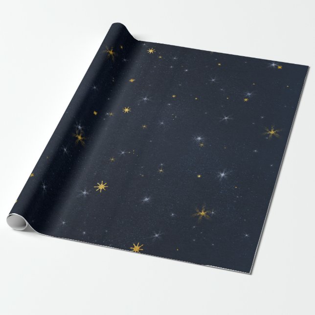Starry Night Style 1 Wrapping Paper Roll (Unrolled)