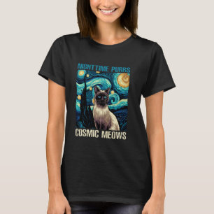 Starry Night Style Artistic Painting Siamese Funny T-Shirt