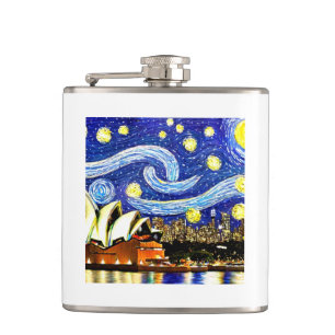 Starry Night Sydney Australia Opera House Hip Flask
