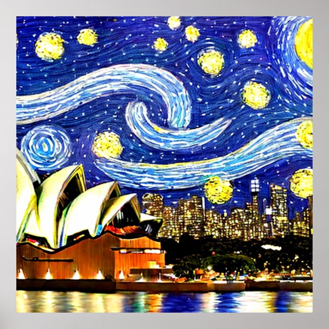 Starry Night Sydney Australia Opera House Poster (Front)