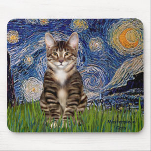 Starry Night - Tabby Tiger cat 30 Mouse Mat