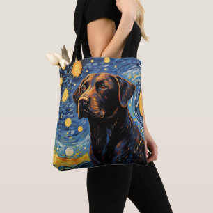 STARRY NIGHT THEMED LABRADOR RETRIEVER DOG TOTE BAG