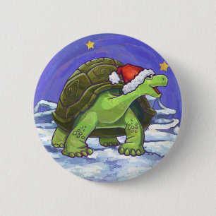 Starry Night Tortoise Christmas 6 Cm Round Badge