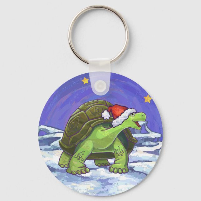Starry Night Tortoise Christmas Key Ring (Front)