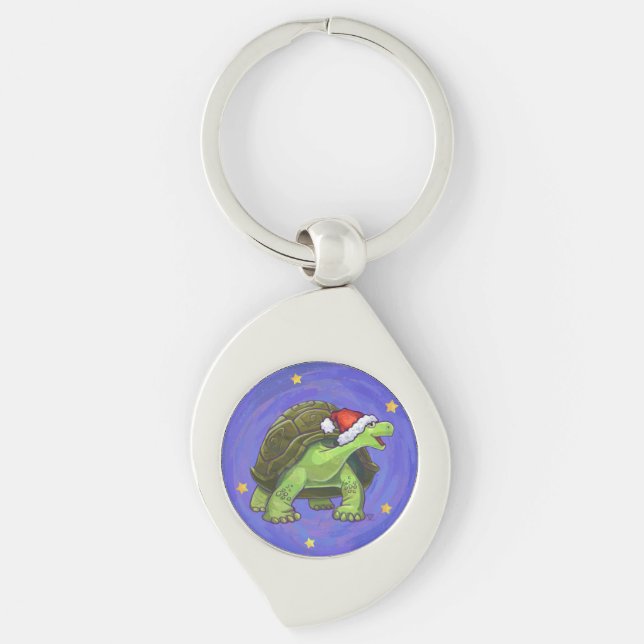Starry Night Tortoise Christmas Key Ring (Front)