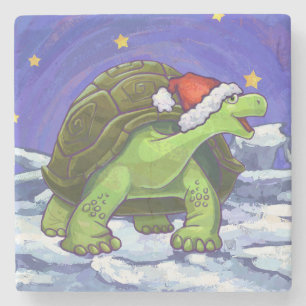 Starry Night Tortoise Christmas Stone Coaster