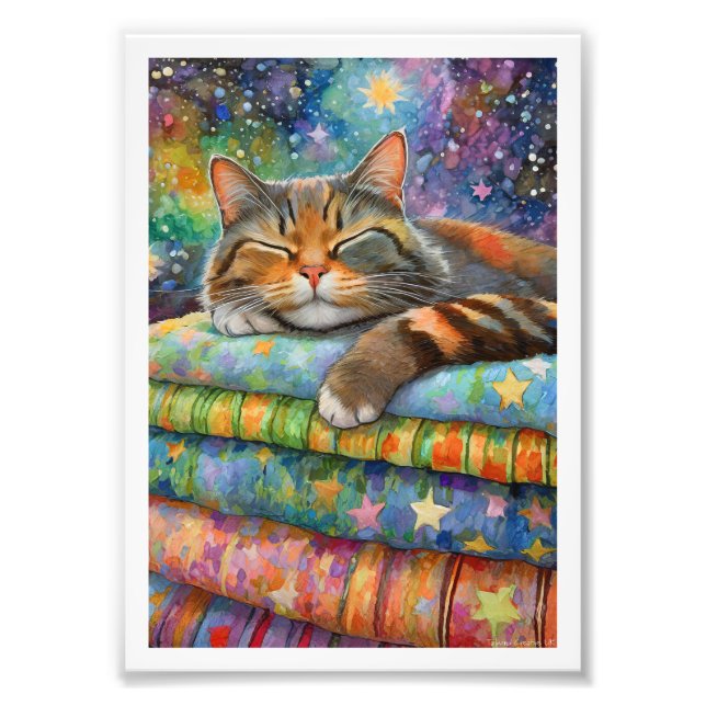 Starry Night Tortoiseshell Cat Photo Print (Front)