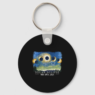 Starry Night Total Solar Eclipse 2024 American Tot Key Ring
