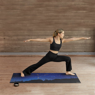 Starry Night Tree Gold Pisces Zodiac Constellation Yoga Mat