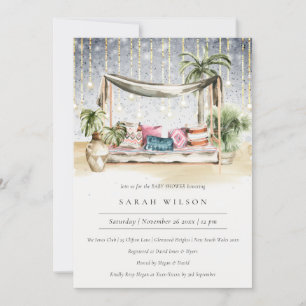 Starry Night Tropical Cabana Baby Shower Invite