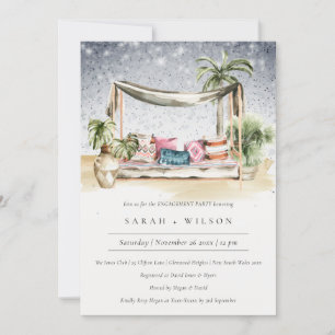 Starry Night Tropical Cabana Engagement Invite