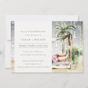 Starry Night Tropical Cabana Engagement Invite