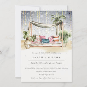 Starry Night Tropical Cabana Engagement Invite