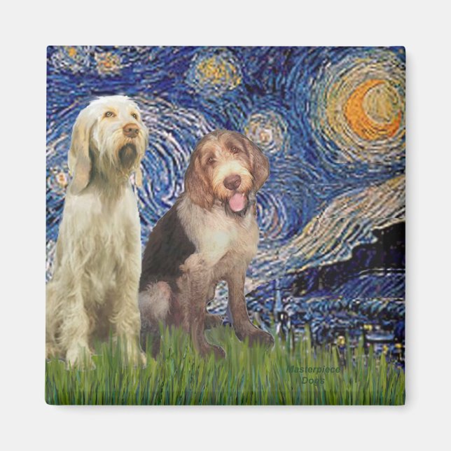 Starry Night - Two Italian Spinones Magnet (Front)