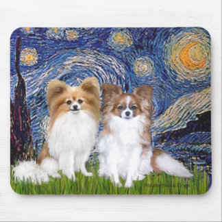 Starry Night - Two Papillons Mouse Mat
