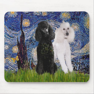Starry Night - Two Standard Poodles Mouse Mat