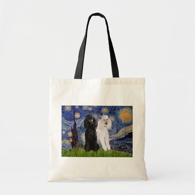 Starry Night - Two Standard Poodles Tote Bag (Front)