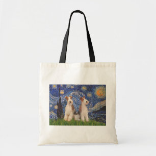 Starry Night - Two Wire Fox Terriers Tote Bag