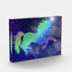 Starry Night Unicorn Flight Fantasy Art Photo Block