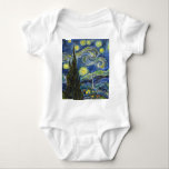 Starry Night, Van Gogh Baby Bodysuit<br><div class="desc">Van Gogh art acrylic on canvas reproduction. Famous impressionism fine art.</div>