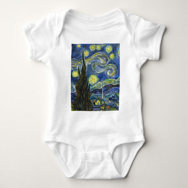 Starry Night, Van Gogh Baby Bodysuit (Front)