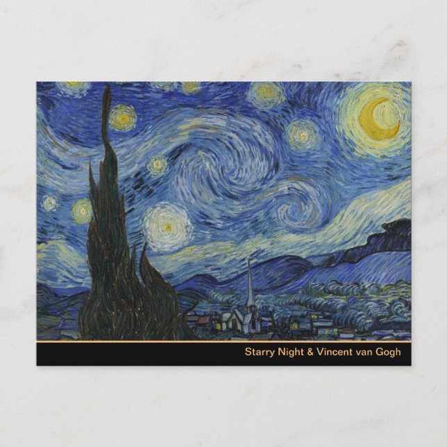 Starry Night & Van Gogh /famous vintage art Postcard (Front)